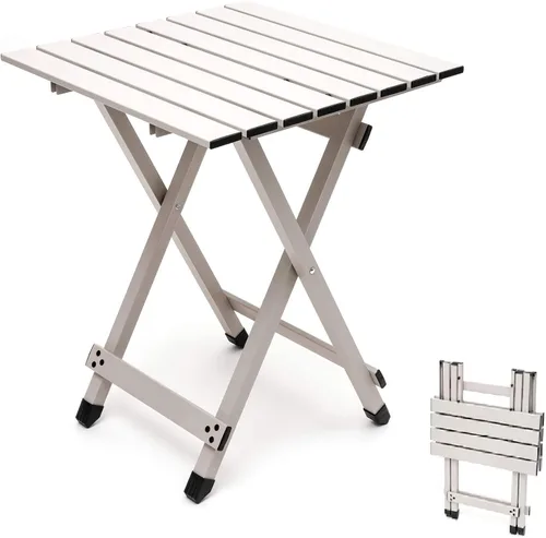 SUNNYFEEL Mesa de camping plegable – Mesa de picnic portátil de aluminio ligero, 18.5 x 18.5 x 24.5 pulgadas para cocinar, playa, senderismo,