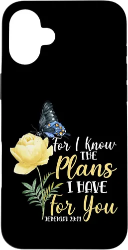 Miniatura 22 de iPhone 16 Christian Bible Verse Butterfly Rose Flower Jeremiah 29:11 Case