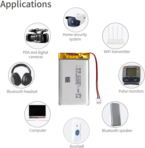 Miniatura 6 de EEMB Batería de polímero de litio 3.7V 1500mAh 103050 Lipo Batería recargable con conector JST de cable para altavoz y dispositivo inalámbrico