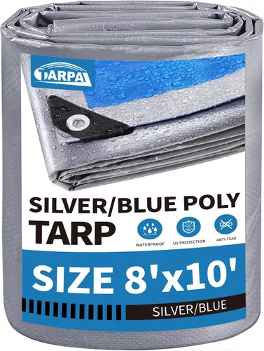 Miniatura 87 de TARPAL Lona azul de 4 x 12 pies, lonas de resistencia media de 8 mil impermeables, resistentes a desgarros con ojales de metal, adecuadas