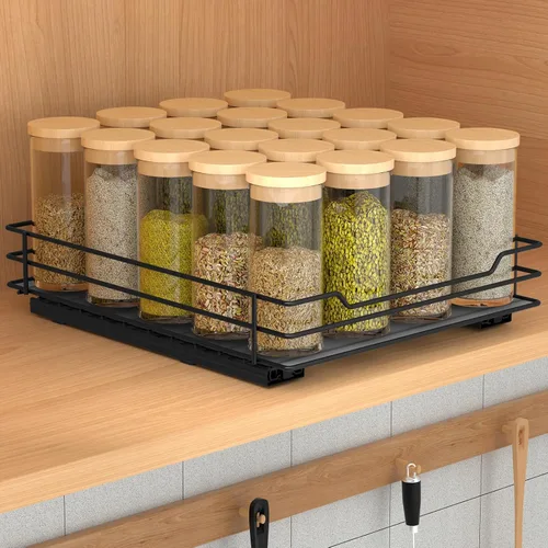 Miniatura 2 de BOIVSHI Organizador de especias extraíble para gabinete, organizador de especias deslizante resistente para armarios de cocina y despensa, se adapta