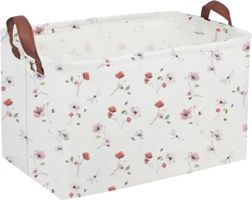 Miniatura 6 de Cesta plegable rectangular de tela para almacenamiento,con revestimiento impermeable y asas, sirve como organizador de juguetes, cesta de regalo