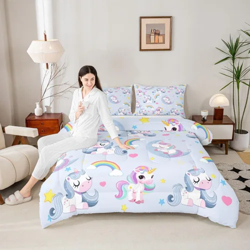 Miniatura 28 de Manfei - Juego de edredón para amantes de la gimnasia y la danza, tamaño individual, juego de ropa de cama romántica con diseño de cielo estrellado