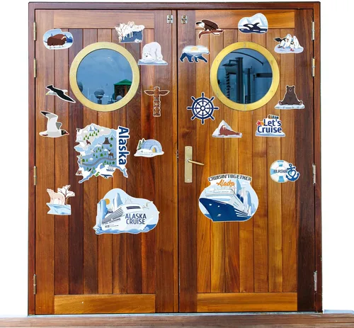 Miniatura 4 de Decoraciones Magnéticas para Puerta de Crucero de Alaska - Wxiben 20 Piezas Imanes para Puerta con Temática de Alaska Animales Árticos Decoraciones