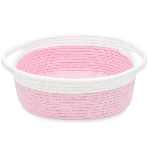 Miniatura 23 de ABenkle Cesta Pequeña con Asas - Contenedor de Almacenamiento Tejido de Cuerda Decorativo Duradero Cubo Organizador de Estante, Cesta de Regalo