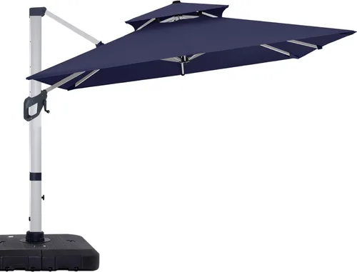 Miniatura 11 de ABCCANOPY Patio Umbrella Cantilever Double Top Outdoor Offset Umbrella with 360° Rotation