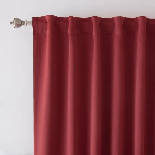 Miniatura 4 de Best Home Fashion Cortinas opacas con aislamiento térmico, pestaña trasera, bolsillo para barra, color rojo cardenal, 52 pulgadas de ancho x 84