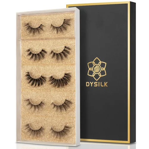 Miniatura 23 de DYSILK Pestañas postizas Wispy - Pestañas postizas de visón 5 pares 6D Extensión de pestañas postizas falsas de visón, Pestañas postizas naturales 5