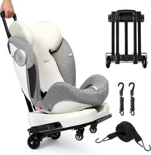 Miniatura 2 de KEDSUM Carrito de viaje para asiento de automóvil, carrito compacto y ligero para aeropuerto, construcción sólida, portátil, para aeropuertos