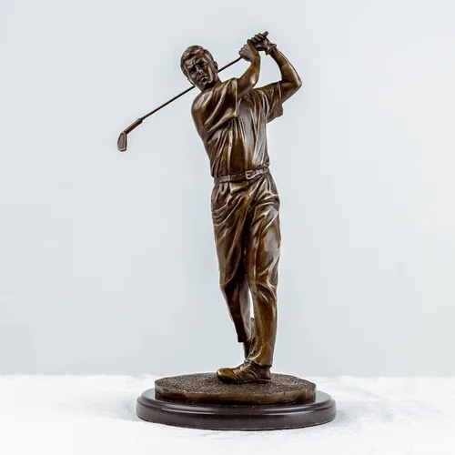 Miniatura 14 de Escultura de golfista Estatua de bronce Estatua de golf Escultura Golfista Decoración Artes Regalos Centro de mesa Estatua del hogar Chica golfista