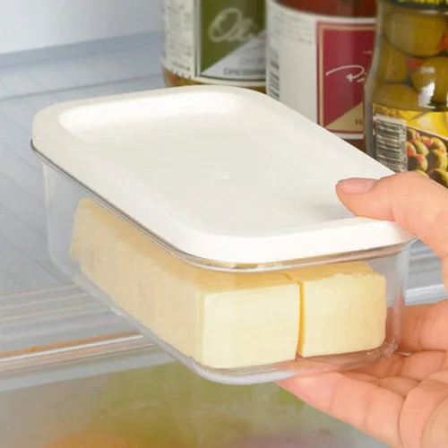 Miniatura 4 de Mantequillera rectangular con tapa con cortador para cortar y almacenar fácilmente, caja de mantequilla para refrigerar, contenedor de mantequilla