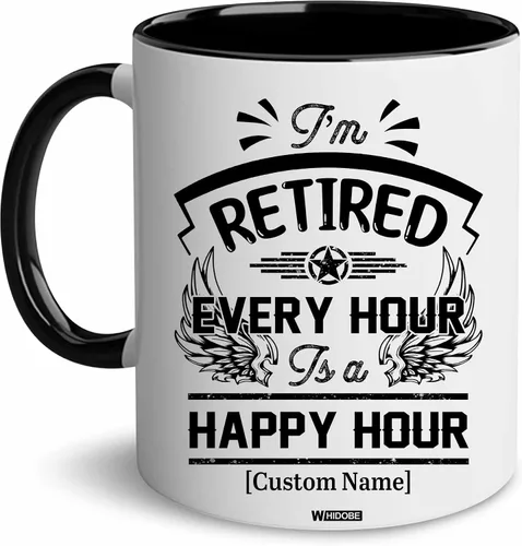 Miniatura 10 de WHIDOBE Taza de jubilación divertida personalizada con texto en inglés "Retired Not My Problem Any", taza para mujeres, hombres, papá, mamá, taza
