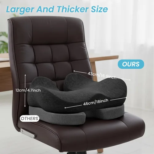 Miniatura 7 de Cojín de asiento, cojines ergonómicos para silla para alivio del dolor de coxis y huesos sentados, apoyo de ciática y espalda, almohada de espuma