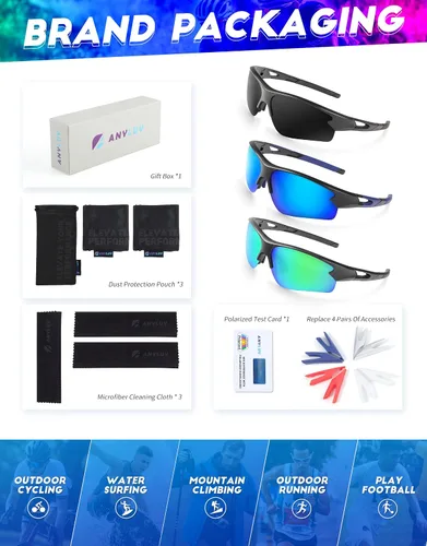 Miniatura 7 de ANYLUV Gafas de sol deportivas para hombres y mujeres, gafas de sol polarizadas ligeras mejoradas para hombre, protección UV para exteriores