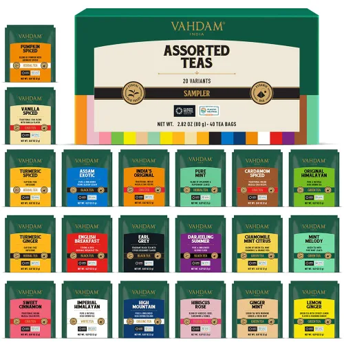 Miniatura 13 de VAHDAM Top 9 Exotic Loose Leaf Tea Sampler (más de 18 tazas) Mezclas florales y afrutadas con delicioso sabor Caliente y helado Perfecto