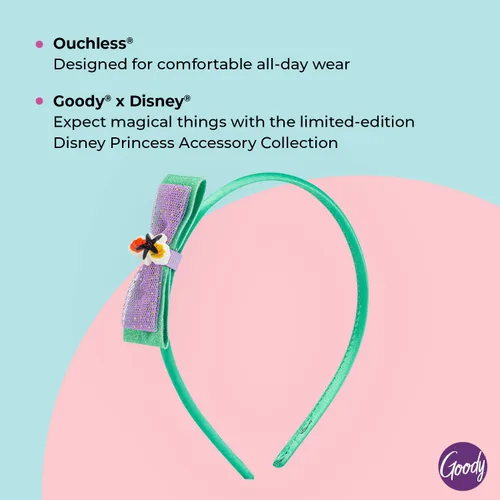 Miniatura 3 de Goody Ouchless - Diadema para todo tipo de cabello, princesa Disney, Ariel, ajuste cómodo para todo el día, hermoso diseño para un