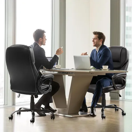 Miniatura 2 de Yaheetech Silla de oficina ejecutiva con respaldo alto, silla ergonómica de piel sintética para reuniones, asiento grande, base de metal resistente