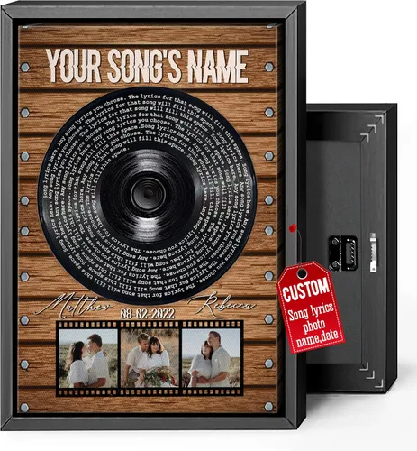 Miniatura 37 de H-DEWALL Lienzo personalizado con letras de canciones enmarcado, regalos para ella, obra de arte para el dormitorio, lienzo musical personalizado