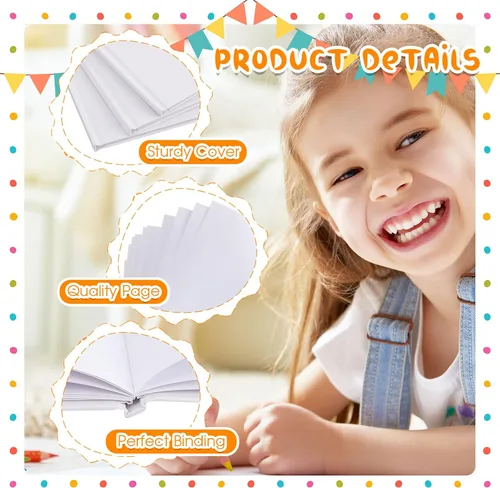 Miniatura 3 de Henoyso Libros de tapa dura en blanco para que los niños escriban historias, haz tu propio libro de manualidades sin forro, cuaderno