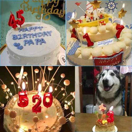 Miniatura 4 de Velas de Cumpleaños Rojas 3 Velas 3er Tres Años Pastel Número Romano Enfriador Número Vela No 30 31 32 33 34 35 36 37 38 39