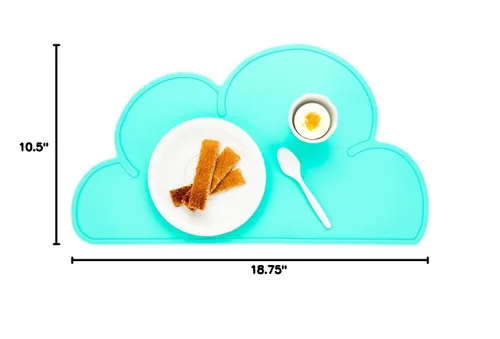 Miniatura 4 de Restaurantware Mantel individual de silicona con forma de nube para alimentos, color verde azulado, antideslizante, fácil de limpiar, protección