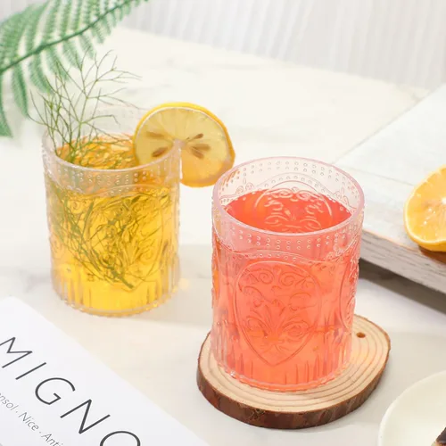 Miniatura 5 de Qinyoung 24 Vasos de Plástico Vintage para Beber de 8.5oz Copas de Vino Retro en Relieve Sin Pie Irrompibles Reutilizables para Baby Shower Negro