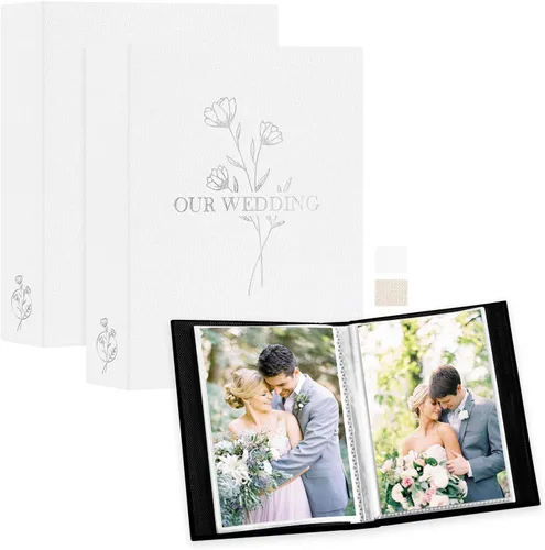 Miniatura 15 de Lanpn Álbum de Fotos de Boda 4x6 pulgadas 2 Paquetes, Cada Paquete Contiene 50 Fotos, Bolsillos Deslizantes Mini Álbumes de Fotos de Boda de Lino