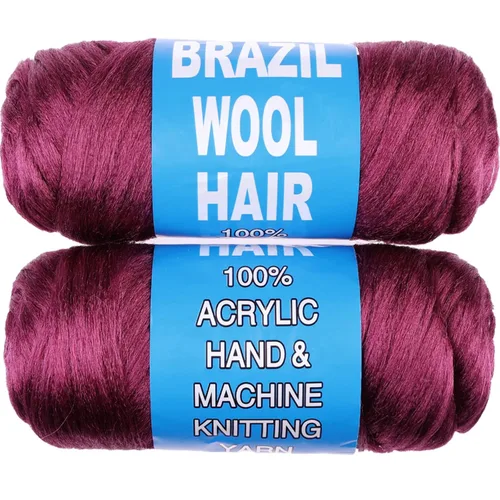 Miniatura 26 de 8 piezas de lana brasileña para trenzas, negro natural, cabello de lana brasileña para trenzar para mujeres, hilo para cabello para locs falsos