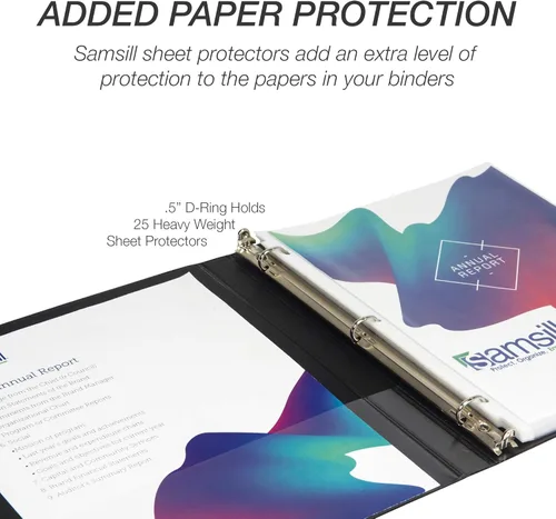 Miniatura 367 de Samsill - Carpeta duradera de 5 pulgadas, fabricada en los Estados Unidos, con anillos en D, transparente y personalizable, color blanco