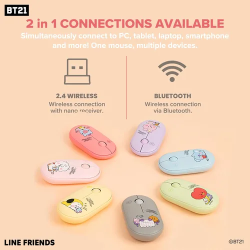 Miniatura 3 de Hamee BT21 My Little Buddy Series Mouse [Ratón de computadora inalámbrico lindo] [Ratón nano silencioso para oficina de cumpleaños] [BT21 Mouse] Koya