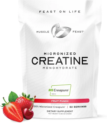 Muscle Feast Creapure - Polvo de monohidrato de creatina micronizada | Pre-entrenamiento o post-entrenamiento prémium | Creatina saborizada para