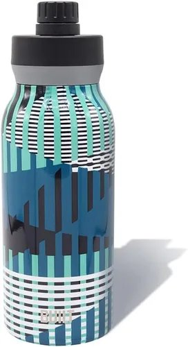 Miniatura 7 de BUILT Botella de acero inoxidable con aislamiento al vacío de doble pared en cascada de boca ancha con tapa para chug, color negro, 32 onzas