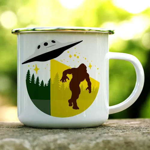Miniatura 2 de Loftipop Sasquatch Bigfoot UFO Alien Abduction - Taza de café para acampar al aire libre, montaña, naturaleza, senderismo, campamento, regalo