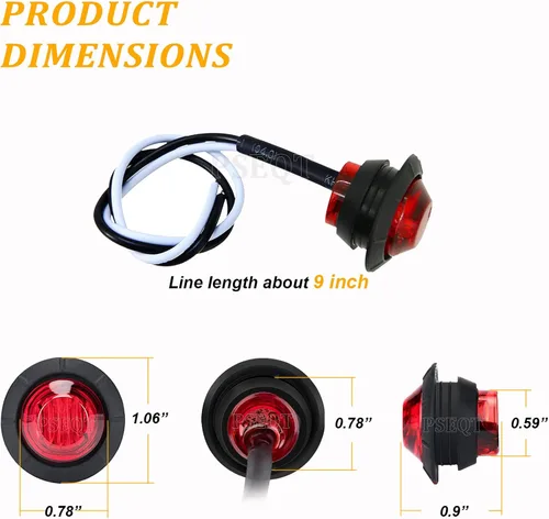 Miniatura 7 de PSEQT Luces LED de marcador de remolque de 3/4 pulgadas, luz de espacio lateral, delantero, trasero, freno de bala, parada de giro, iluminación