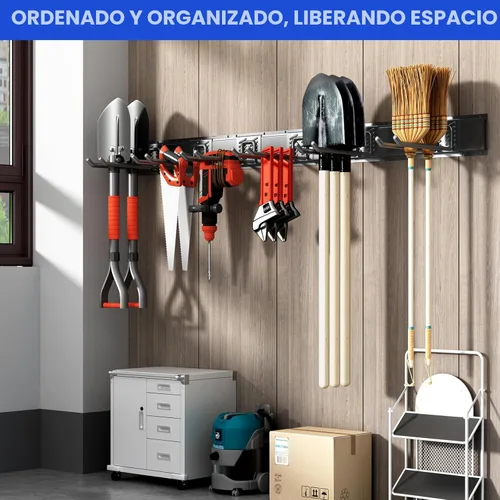Miniatura 6 de Organizador de herramientas de garaje para montaje en pared, sistema de almacenamiento de herramientas de jardín resistente de 48 pulgadas, fácil
