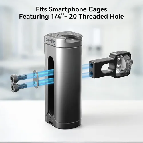 Miniatura 5 de SmallRig Mini mango lateral para jaula de teléfono, aparejo de video para teléfono inteligente con hilos de 1/4 a 20 hilos y zapata fría, ajustable
