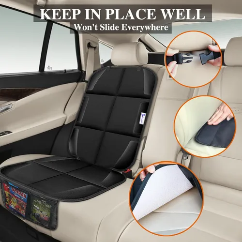 Miniatura 6 de Protector de Asiento de Automóvil, Protector de Asiento con Respaldo Acolchado de Goma Antideslizante para Asientos Infantiles, Protector de Asiento
