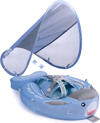 Miniatura 10 de Mambobaby Flotador con dosel, flotador para bebé con toldo, flotador plegable compresible para bebé, flotador portátil para piscina infantil