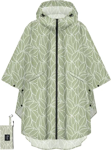 PTEROMY Poncho de lluvia con capucha para adultos con bolsillo y cremallera, chubasquero impermeable ligero para hombres y mujeres