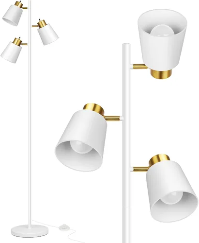 Miniatura 8 de QiMH Lámparas de pie de árbol para sala de estar, lámpara de pie moderna de 67 pulgadas con 3 bombillas LED, lámpara alta industrial de lectura