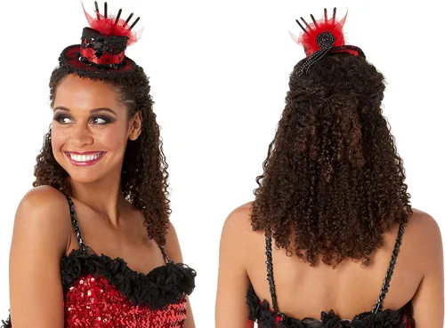 Miniatura 4 de Victoriano rojo y negro Mini cóctel Sombrero Tocado de encaje disfraz Burlesque nuevo