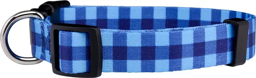 Miniatura 2 de Native Pup Collar de perro a cuadros, leñador rojo, tartán, azul, rosa, ajustable para perros grandes y pequeños (azul, grande)