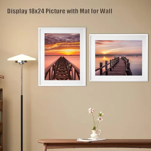 Miniatura 5 de Egofine Marco de fotos de madera maciza de 22 x 28 pulgadas cubierto por plexiglás mate para 18 x 24 pulgadas, color negro para montaje en pared