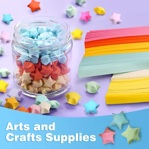 Miniatura 5 de FoDau770 Tiras de papel de estrella de color sólido, 1080 hojas de papel de estrella de origami para manualidades, regalo, proyecto de bricolaje, 10