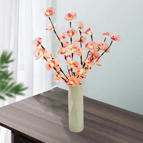 Miniatura 7 de Phalaenopsis - Paquete de 2 lámparas LED de rama de orquídea, ramo de orquídeas artificiales de mariposa, funciona con pilas, para decoración