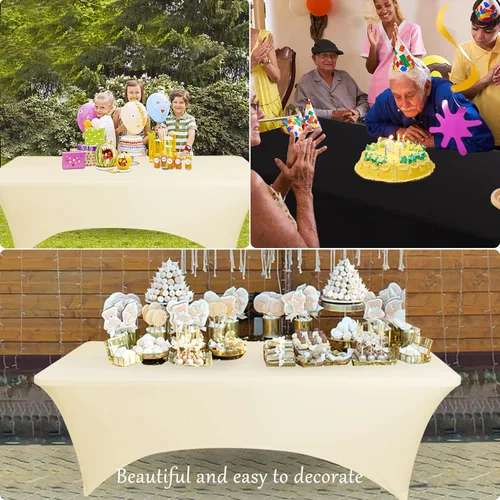 Miniatura 5 de BDDC - Fundas de mesa para mesas de 6 pies, manteles elásticos lavables y resistentes a las arrugas de color azul real de 6 pies para eventos