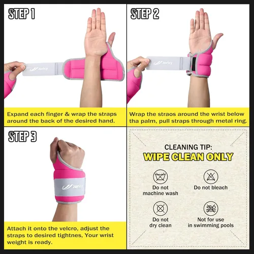 Miniatura 7 de Pesas de muñeca con trabillas para el pulgar para mujeres y hombres, 1 par de 2, 3, 4, 5, 6 libras, pesas de brazo y tobillo, guantes