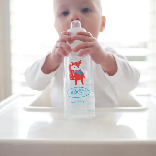 Miniatura 8 de Dr. Brown's Milestones - Botella estrecha para sorber con pico blando 100% de silicona, 8 onzas/250mL, a partir de 6 meses, Fox & Lion, paquete de 2