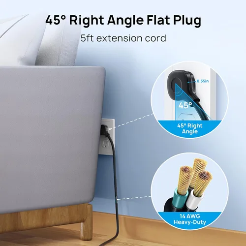 Miniatura 5 de TROND - Alargador de corriente con protector contra sobretensiones, 4000 J, certificado ETL, 10 salidas ampliamente espaciadas con 2 USB A y 2 USB