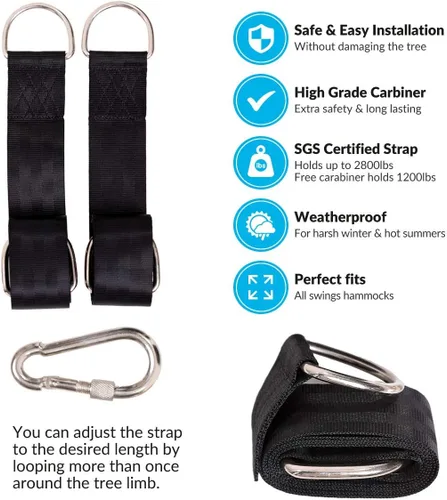 Miniatura 2 de Kit de correas colgantes para columpios de bebé, columpios de neumáticos, hamacas; accesorios para columpios al aire libre